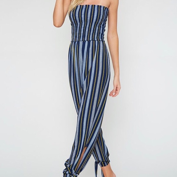 Other - Just In 💙Navy Striped Jumpsuit